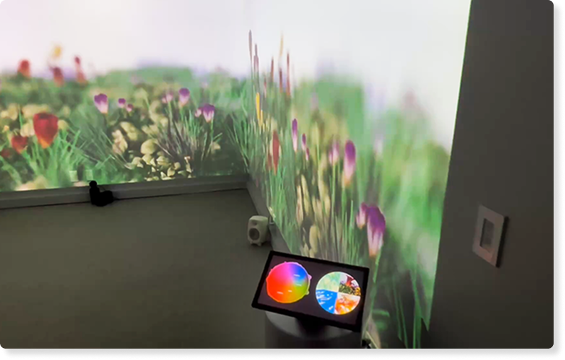 A photo of employees using Breakthru together in the office space