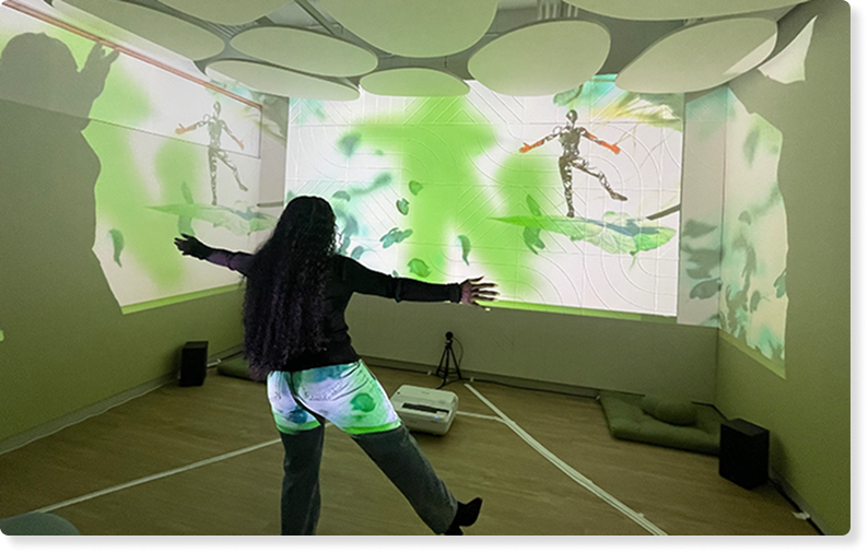 A photo of employees using Breakthru together in the office space