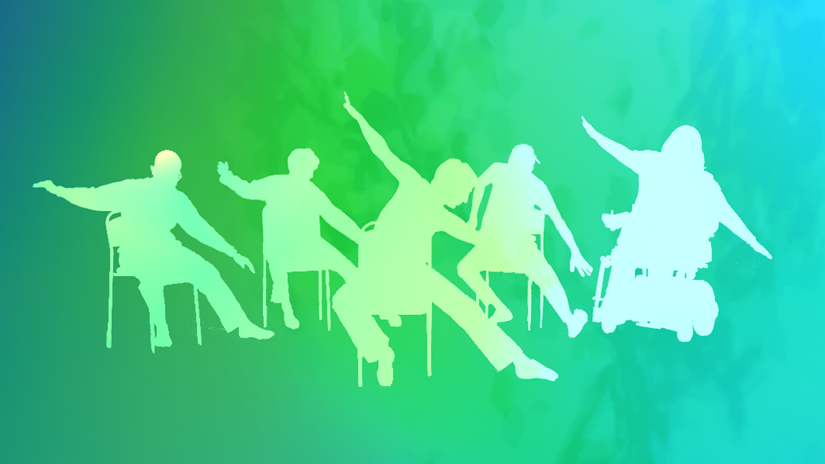 Illustration: Group of older adults participating in a movement activity together