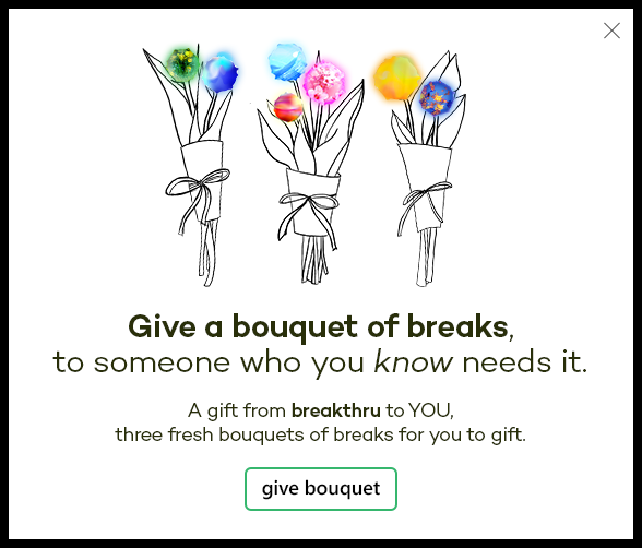 A web view of the Gifting Breakthru Bouquets interface