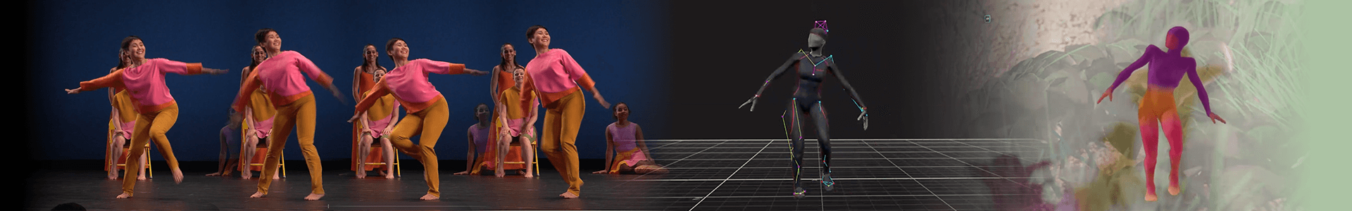 Image of human dancers and a digitally created dancer